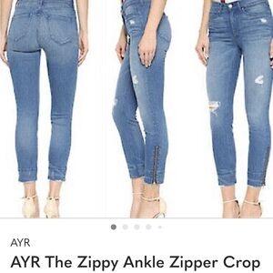 AYR Women's Distressed Blue Cropped Jeans